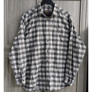Woolrich Mens Flannel Shirt XL  Gray White Plaid